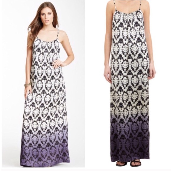 Twelfth Street by Cynthia Vincent Black and Purple Patterned Maxi Dress - Picture 1 of 2